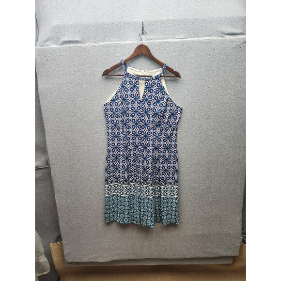 Wisp Womens Sleeveless Blue Patterned Halter Dress Size 14 Polyester Blend - Picture 1 of 6